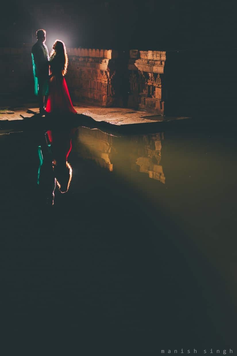 Manish Singh Photography Pre-wedding night backlit.