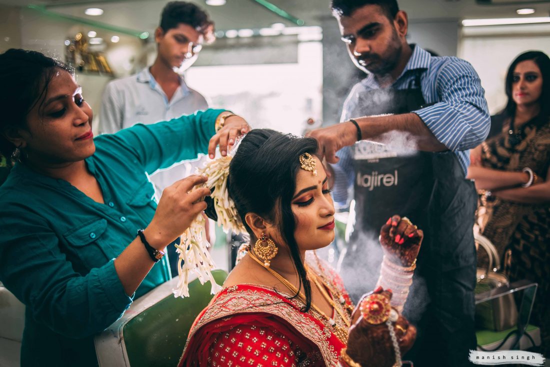 bride getting ready Candid wedding photographyBhubaneswar