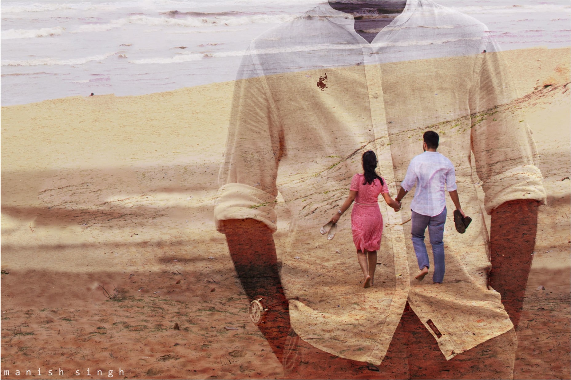 Manish Singh Photography Pre-wedding Beach double-exposure