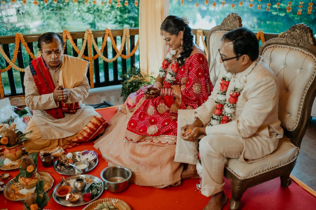 couple in mandap in day wedding Mayfair lagoon Bhubaneswar