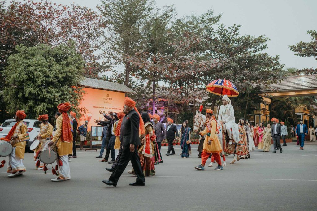 groom on horse during baraat