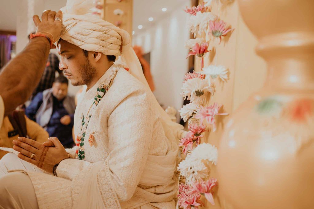 groom tilak during wedding