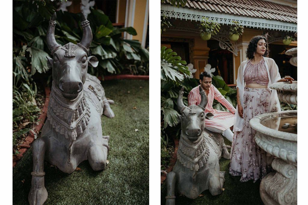 couple posing with artifacts Mayfair lagoon bhubaneswar