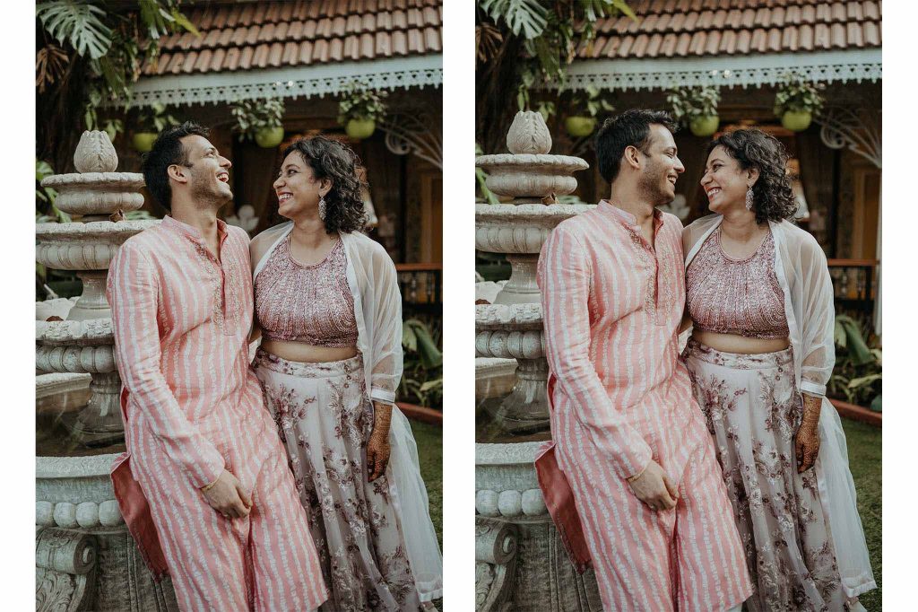 Couple candid smile in Mayfair lagoon bhubaneswar